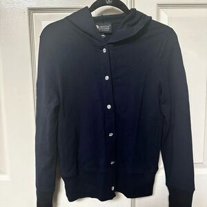 Christine Alexander blue rhinestone button hoodie